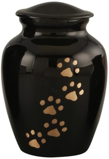Royal Rapture Urn for Ashes Paw Engraved Pet Memorial Jar Black 6 Inch