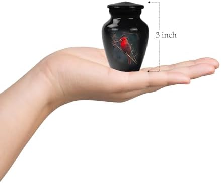 Set of 4 Red Cardinal Bird Mini Keepsake Urns for Human Ashes
