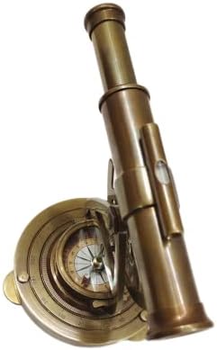 Antique Brass Alidade Telescope with Compass Table Decor