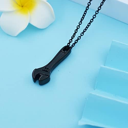 Stainless Steel Wrench Cremation Urn Pendant Necklace