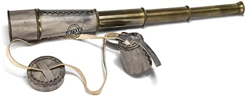 Brass Telescope with Leather Cover and 10X Magnification