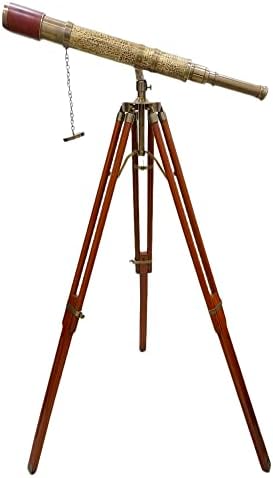 Nautical Antique Floor Standing Brass Telescope with Adjustable Arc Design