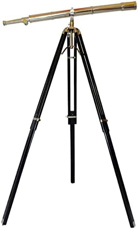 Nautical Single Barrel Nickel Black 65 Inch Antique Brass Floor Standing Telescope