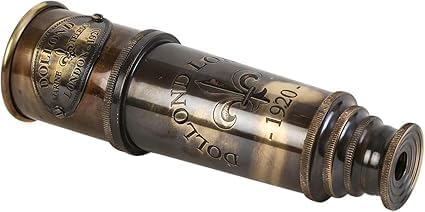 Vintage Marine Telescope with Brass Finish and Wooden Storage Box