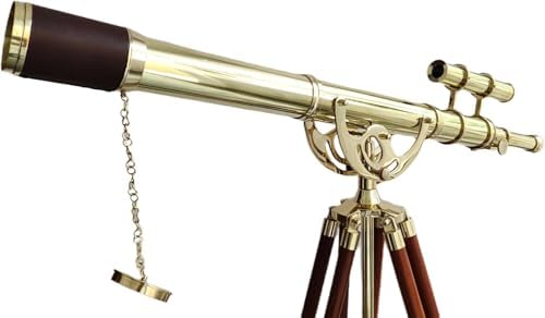 Nautical Double Barrel Brass Telescope Floor Stand