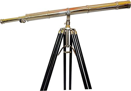 Nautical Marine Nickel Handmade Telescope with Black Wooden Tripod