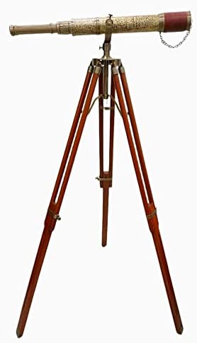 Nautical Antique Floor Standing Brass Telescope with Adjustable Arc Design