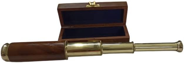 Vintage Brass Decorative Telescope with Wooden Box