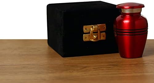 Small Cremation Urns for Men Women - Ruby Red Mini Keepsake Urn with Velvet Bag and Gift Box