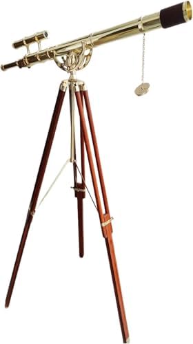 Nautical Double Barrel Brass Telescope Floor Stand
