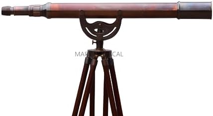Vintage Anchor Style Telescope With Stand Wooden Tripod 50 Inch