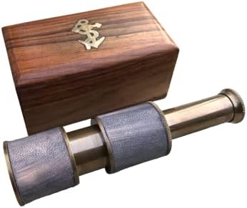Vintage Brass Telescope with Wooden Box 1