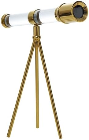 Glass Telescope with Metal Bracket Decorative Statue for Home Decor