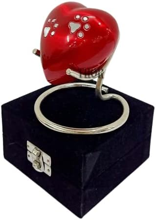 Red Footprint Small Pet Urns for Human Ashes - Mini Urns Heart Keepsake Cremation Urn - Love Charms Option