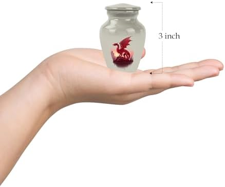 Red Dragon Urn Set for Ashes 3 Inch Size 2 Pieces