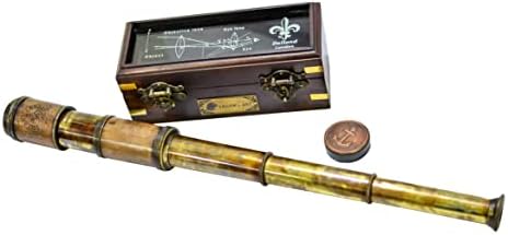 Sailors Art Antique Brass 16 Inch Telescope 20X Zoom with Wooden Box