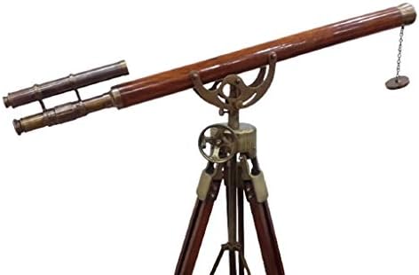 Antique Marine Telescope Double Barrel Floor Stand Decor