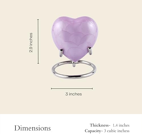 Small Heart Urn for Ashes in Brass - Purple