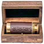Vintage Brass Telescope with Wooden Box
