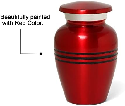 Small Cremation Urns for Men Women - Ruby Red Mini Keepsake Urn with Velvet Bag and Gift Box