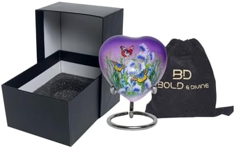 Bold Divine Butterfly Cremation Urns Purple Heart Shape
