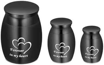 3 Pack Stainless Steel Urns for Ashes Human Dog Cat Black