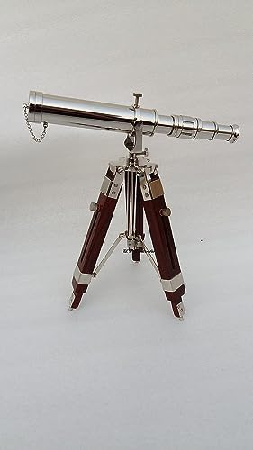 Vintage Brass Telescope with Tripod Stand for Home Decor and Nautical Use