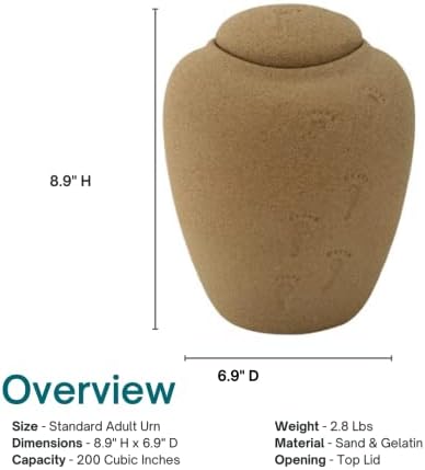 Oceane Sand Footprints Biodegradable Urn for Ashes