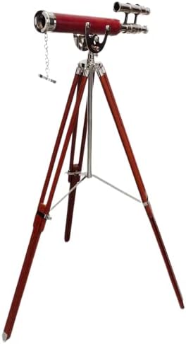 Vintage Brass Double Barrel Nautical Telescope Stand