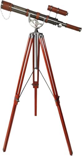 Personalized Antique Brass Telescope with Wooden Tripod
