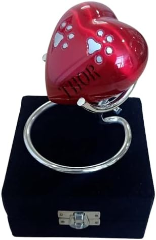 Red Footprint Small Pet Urns for Human Ashes - Mini Urns Heart Keepsake Cremation Urn - Love Charms Option