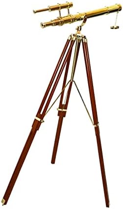 Royal Vintage Nautical Brass Telescope with Wooden Tripod Stand