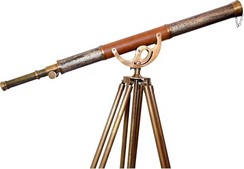 Antique Finish 65 Inch Adjustable Brass Tripod Telescope