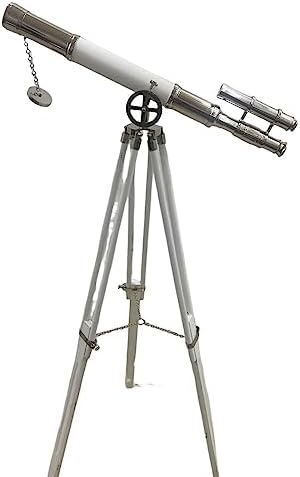 Vintage Style Double Barrel Telescope with White Painted Stand