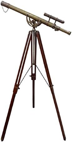 THOR INSTRUMENTS Nautical Brass Spyglass Telescope with Brown Tripod Stand