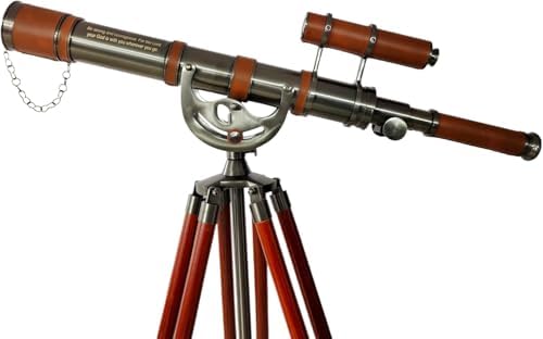 Personalized Antique Brass Telescope with Wooden Tripod