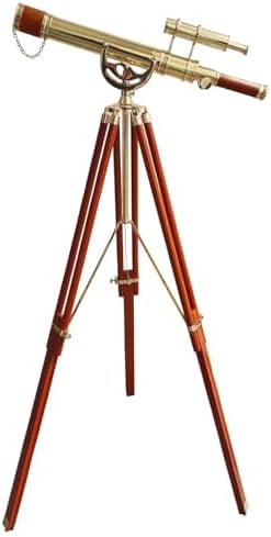 Vintage Maritime Anchor Telescope with Adjustable Wooden Tripod