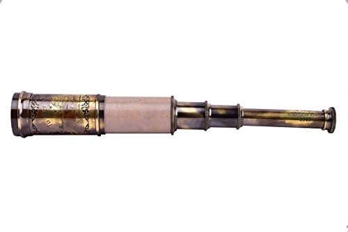 Bharat Haat Pure Brass Wood Telescope Decor BH04924
