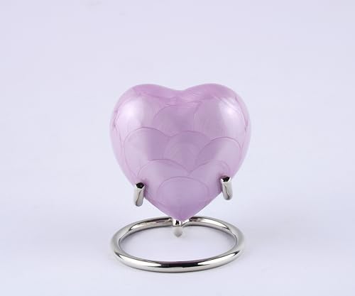 Small Heart Urn for Ashes in Brass - Purple