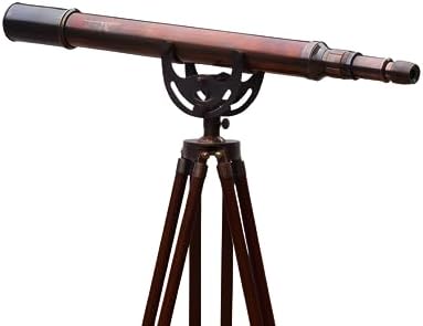 Vintage Anchor Style Telescope With Stand Wooden Tripod 50 Inch