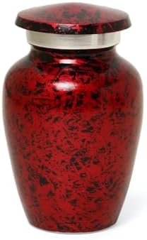 Small Urns for Human Ashes Set of 4 Red Vials with Velvet Bags and Gift Box