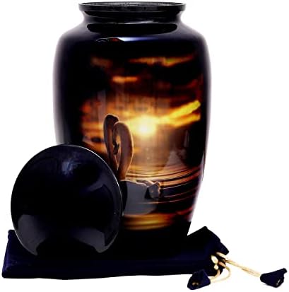 HLC Swan Sunset Mating Cremation Urn for Human Ashes