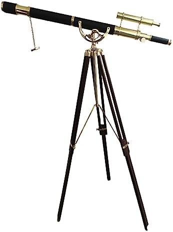 Vintage Double Barrel Brass Telescope with Leather Tube