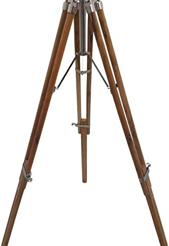 Vintage Maritime Double Barrel Telescope 64x Silver Brass with Wooden Tripod