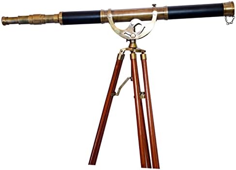 Decorative Nautical Telescope with Brass and Teak Tripod