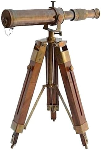 Nautical Brass Antique Telescope with Wooden Stand