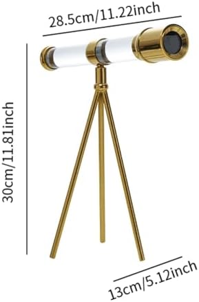 Glass Telescope with Metal Bracket Decorative Statue for Home Decor