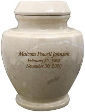 BT Decorative Marble Cremation Urn for Adults 202 Cubic Inch Capacity