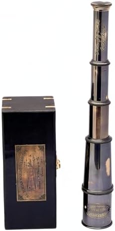 Antique Brass Handheld Telescope 17 - Vintage Pirate Spyglass with Decorative Wooden Box