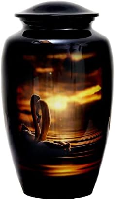HLC Swan Sunset Mating Cremation Urn for Human Ashes